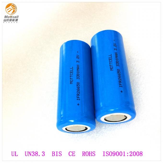 Solar Rechargeable Cylindrical LFP 26650 Lifepo4 Battery Cell 3.2V 3300mah 3400mah 1