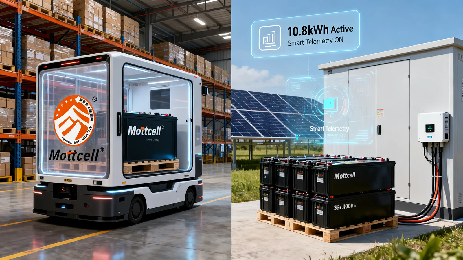 Dual application of a 36V 300Ah LiFePO4 battery pack in an industrial AGV fleet and a commercial solar energy storage system (ESS) cabinet Dual application of a 36V 300Ah LiFePO4 battery pack in an industrial AGV fleet and a commercial solar energy storage system (ESS) cabinet