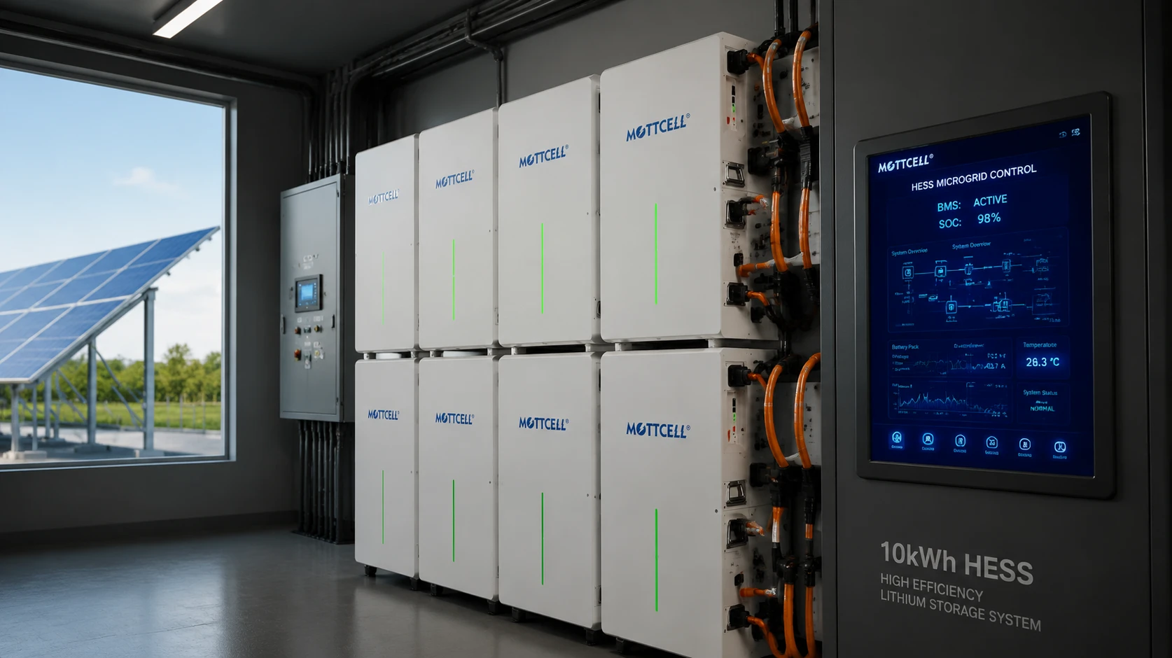 Customized 10kwh HESS battery bank modules scaled in parallel for commercial hybrid solar systems