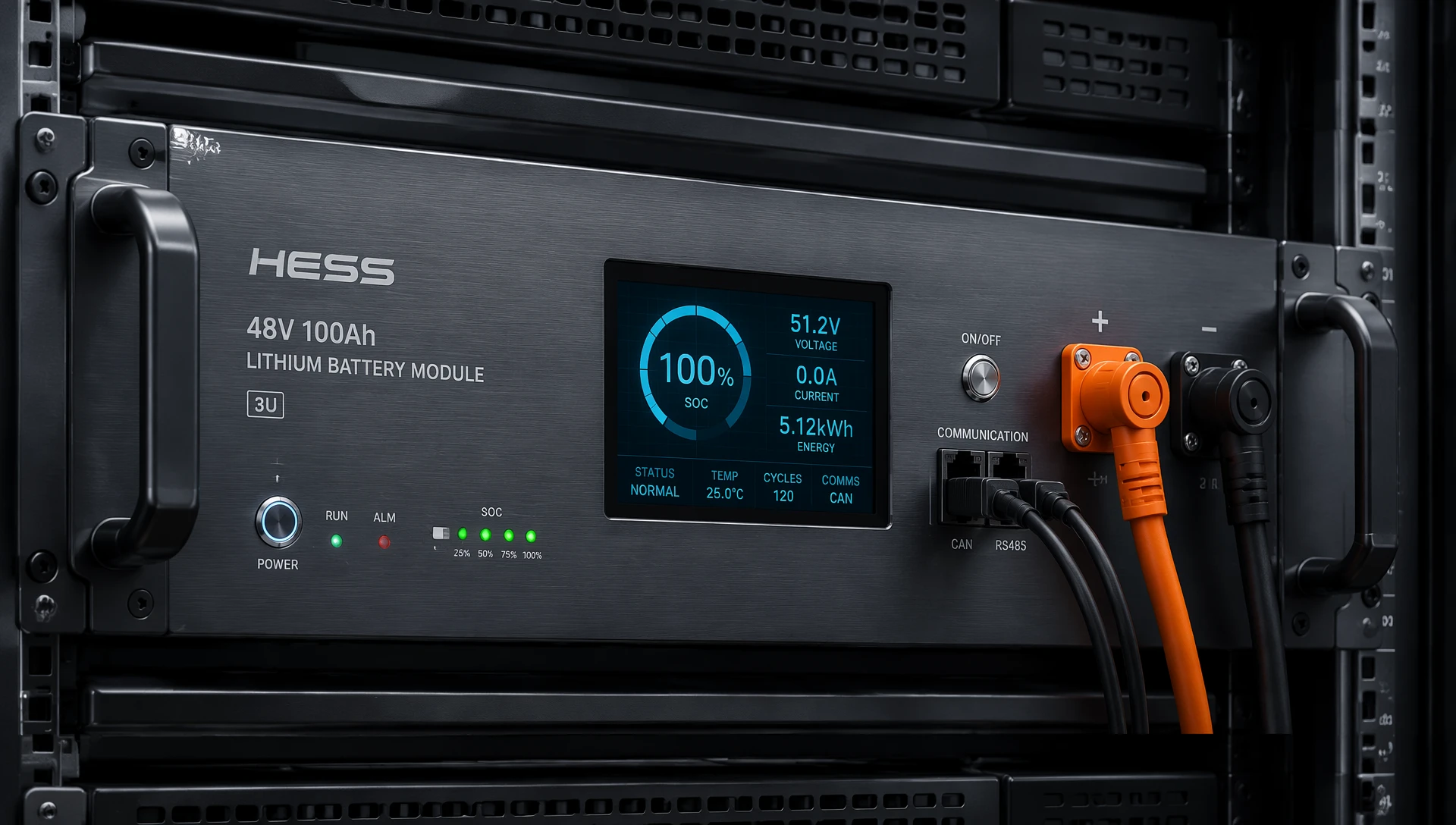 3U standard rack-mounted customized 48v 100ah HESS module with high-density prismatic cells by Mottcell factory. 3U standard rack-mounted customized 48v 100ah HESS module with high-density prismatic cells by Mottcell factory.