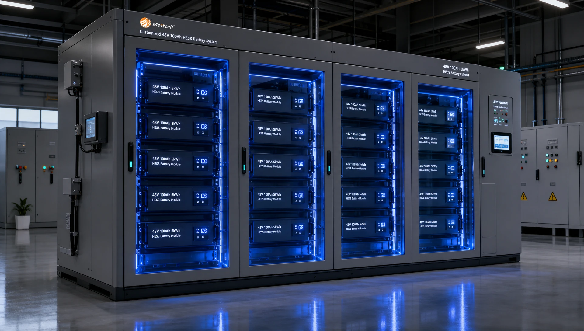 Industrial-grade HESS 48v 100ah for solar system parallel integration scaled inside a commercial microgrid cabinet. Industrial-grade HESS 48v 100ah for solar system parallel integration scaled inside a commercial microgrid cabinet.